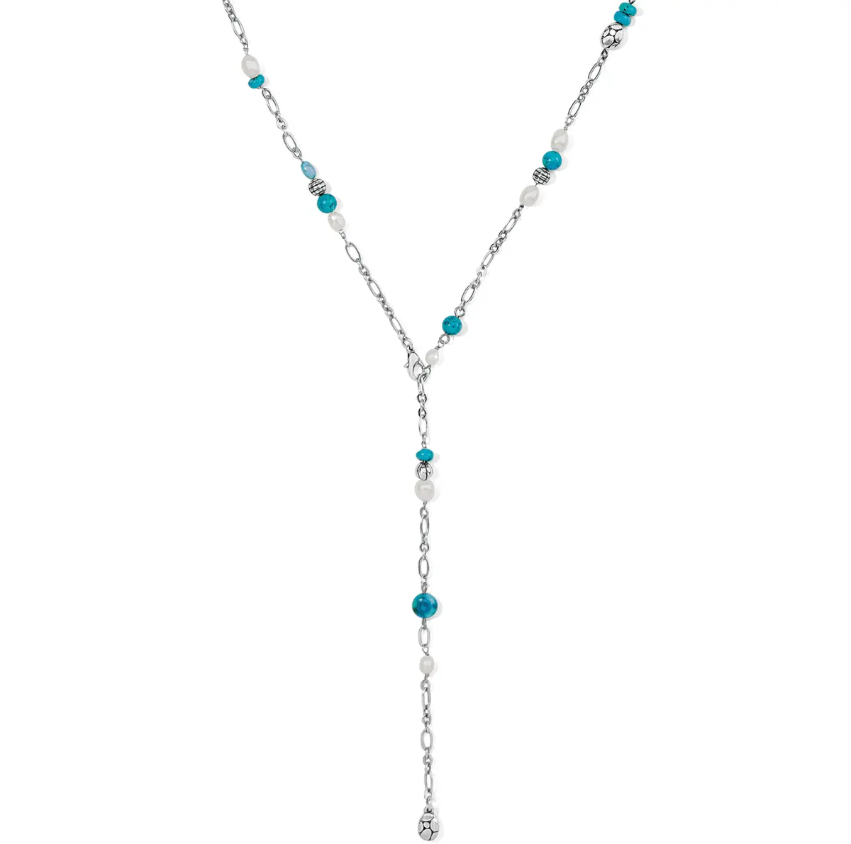 Pebble Turquoise And Pearl Convertible Y Necklace 1