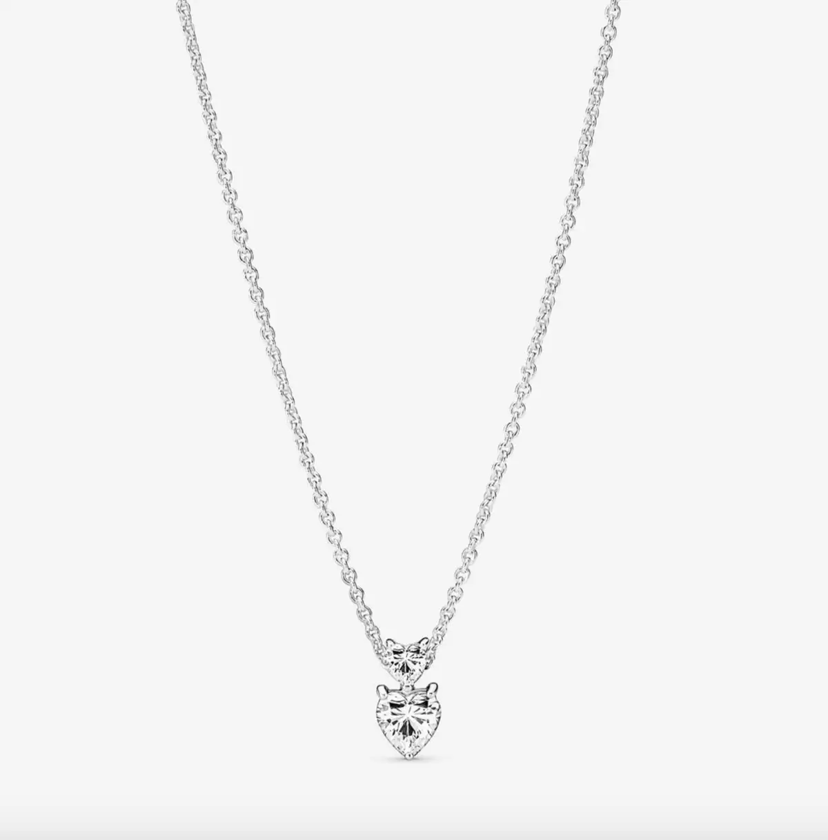Double Heart Pendant Sparkling Collier Necklace 1