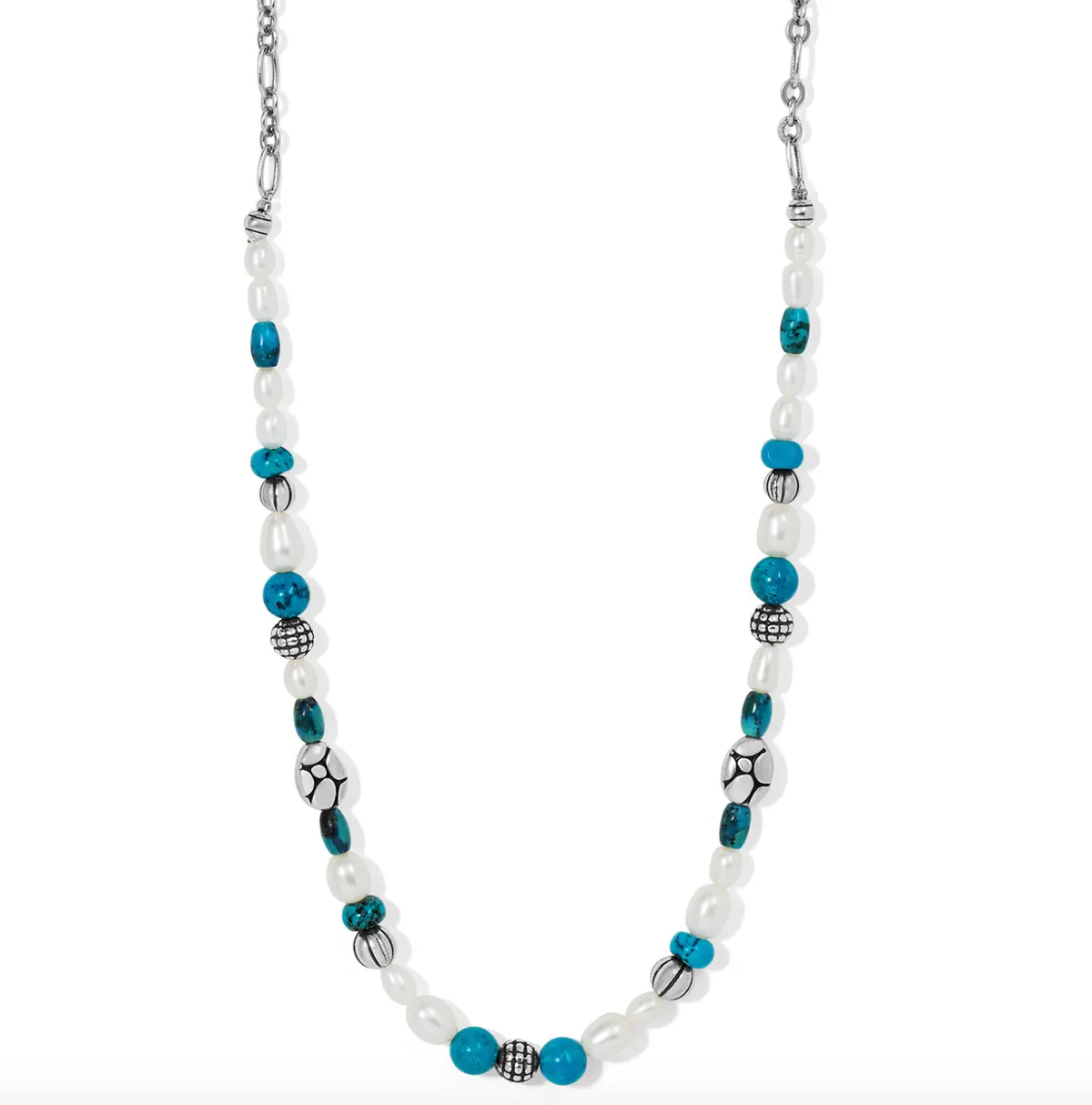 Pebble Turquoise And Pearl Necklace 1