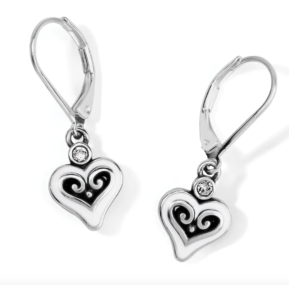 Alcazar Blanc Heart Leverback Earrings 1