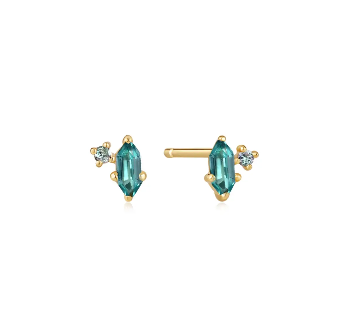 Teal Sparkle Emblem Stud Earrings 1
