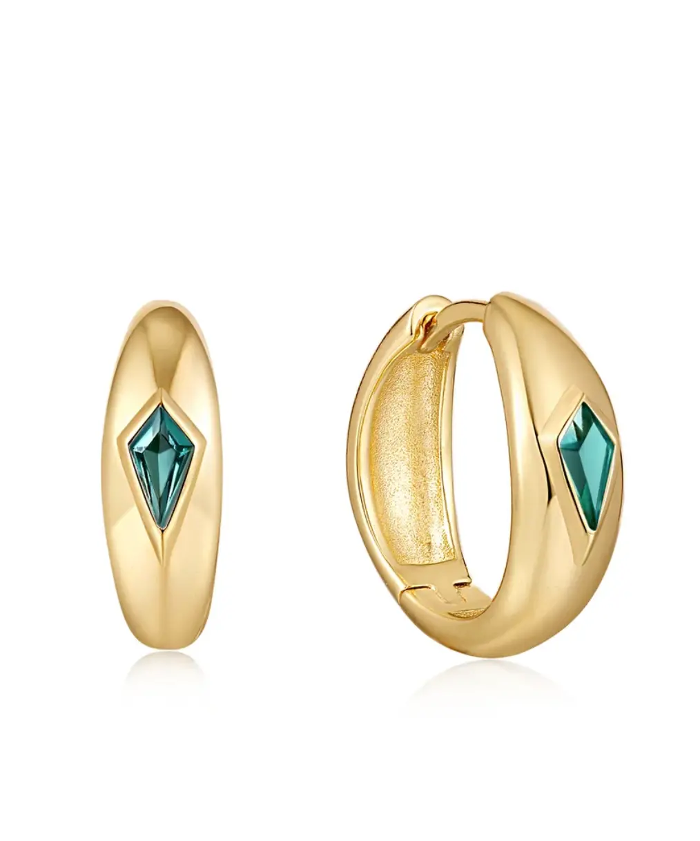 Teal Sparkle Dome Hoop Earrings 1