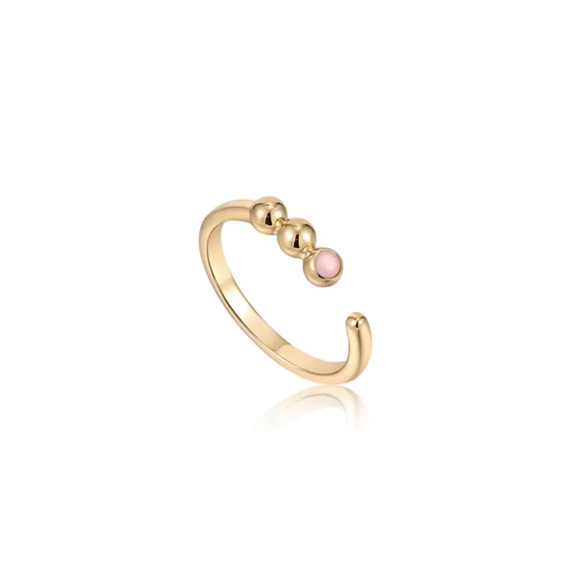 Gold Orb Rose Quartz Adjustable Ring 1