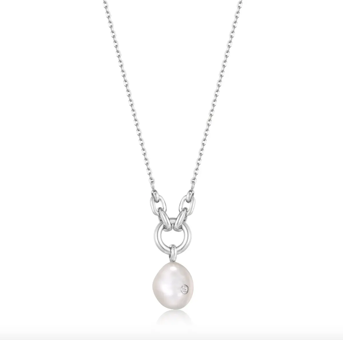 Silver Pearl Sparkle Pendant Necklace 1