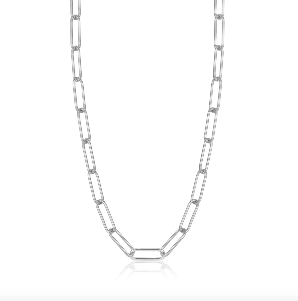 Silver Paperclip Chunky Chain Necklace 1