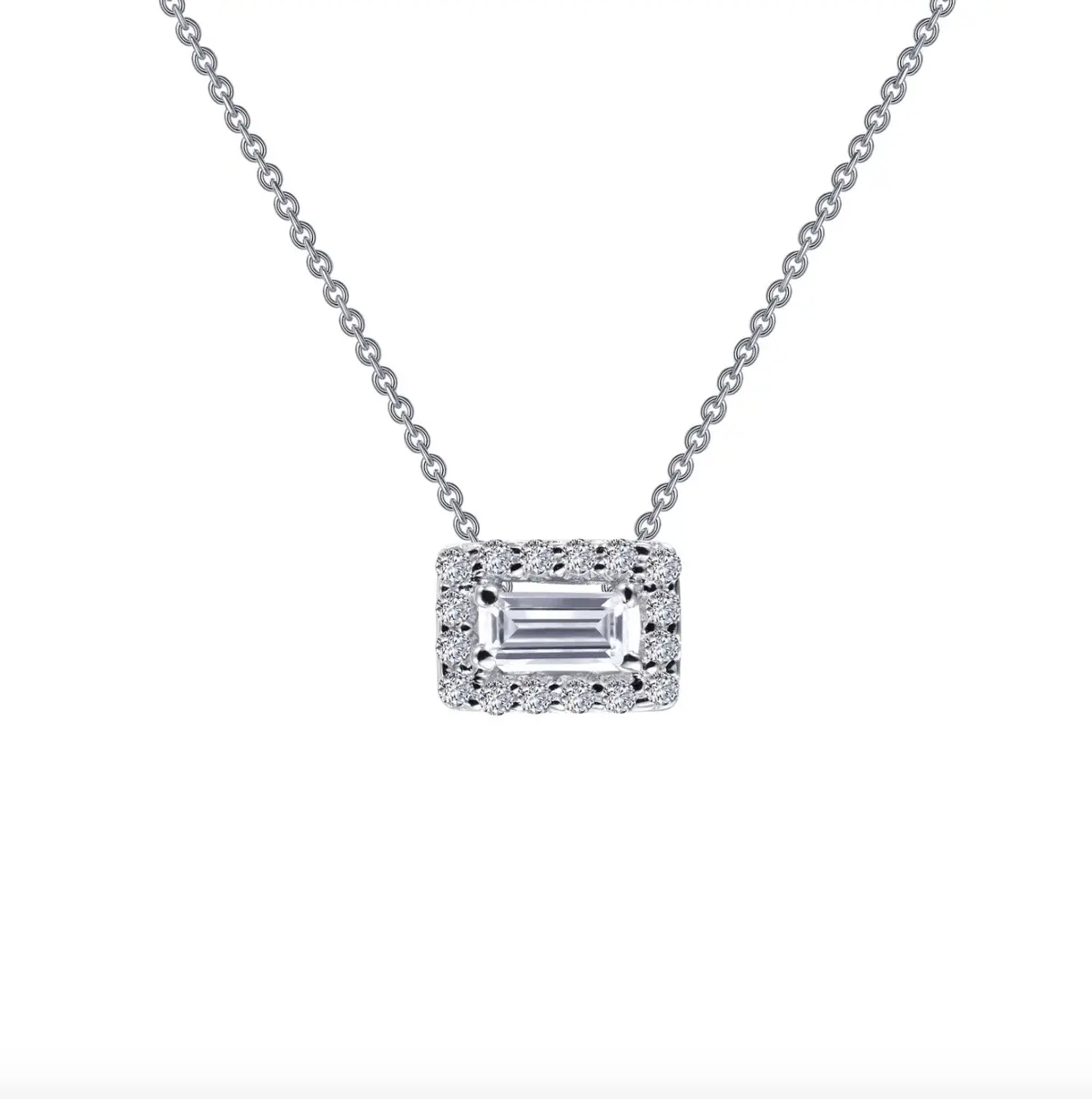 Lafonn Baguette Halo Necklace 1