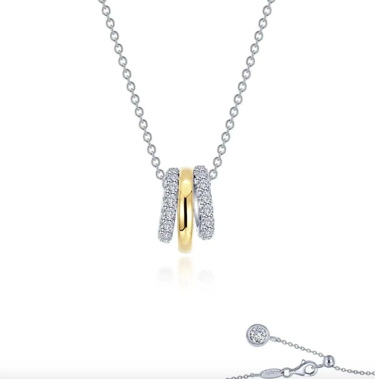Lafonn Two-Tone Tube Charm On Chain Necklace 1