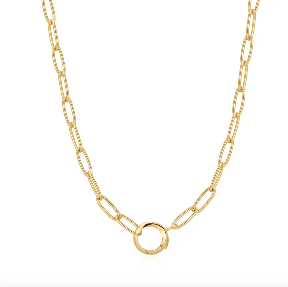Gold Link Charm Chain Connector Necklace 1