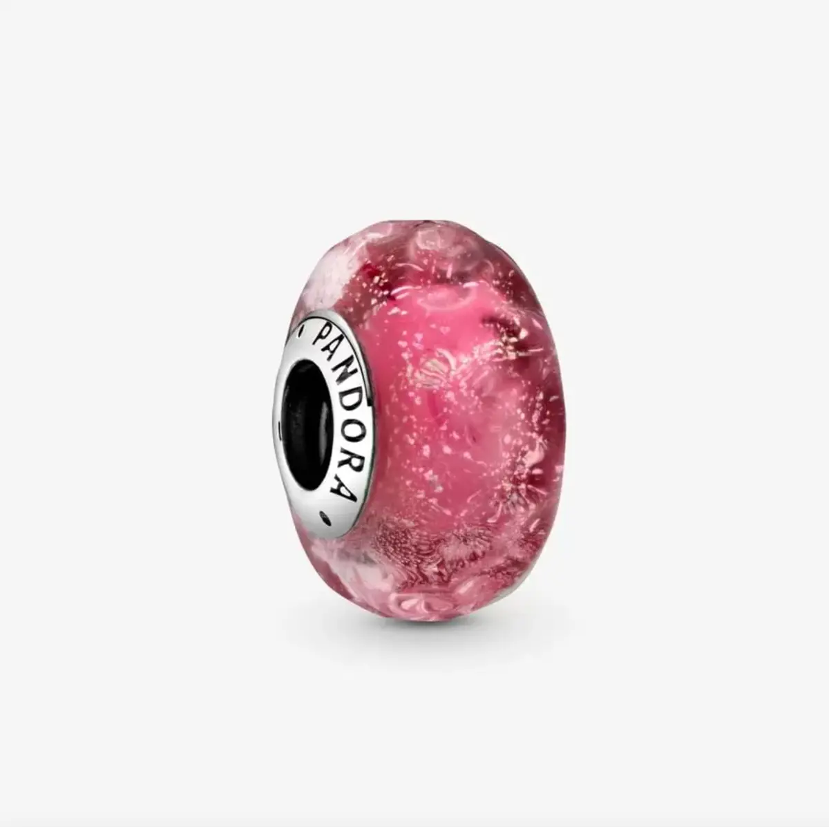 Wavy Fancy Pink Murano Glass Charm 1