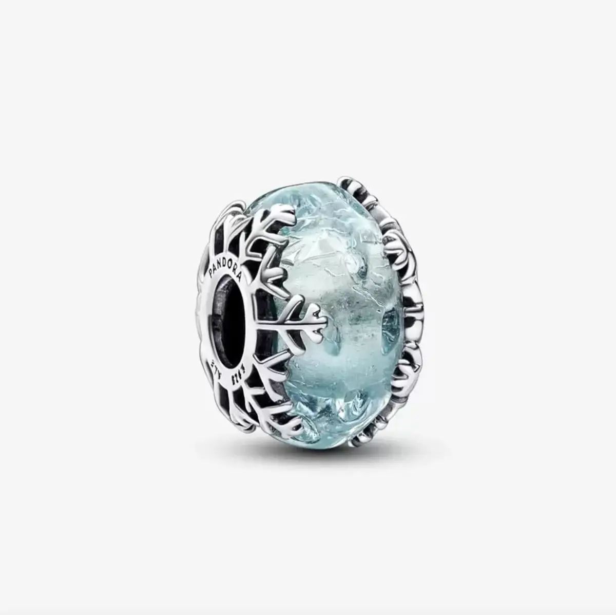 Winter Blue Snowflake Murano Charm 1