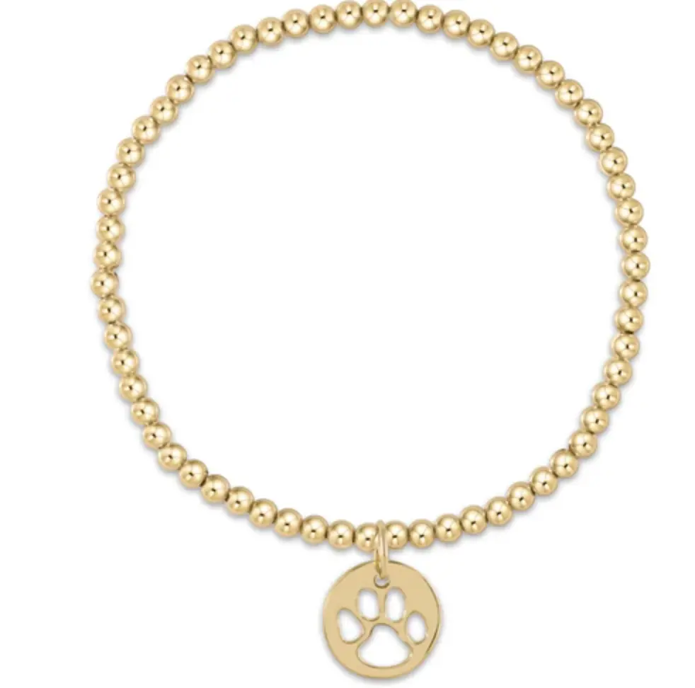 Classic Gold 3Mm Bracelet - Paw Print Gold Disc 1