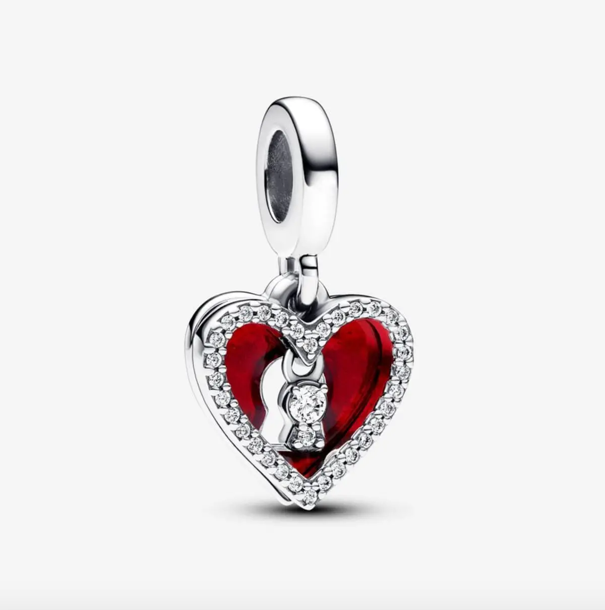 Red Heart & Keyhole Double Dangle Charm 1