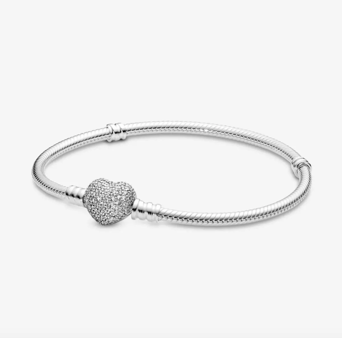 Pandora Moments Sparkling Heart Clasp Snake Chain Bracelet 1