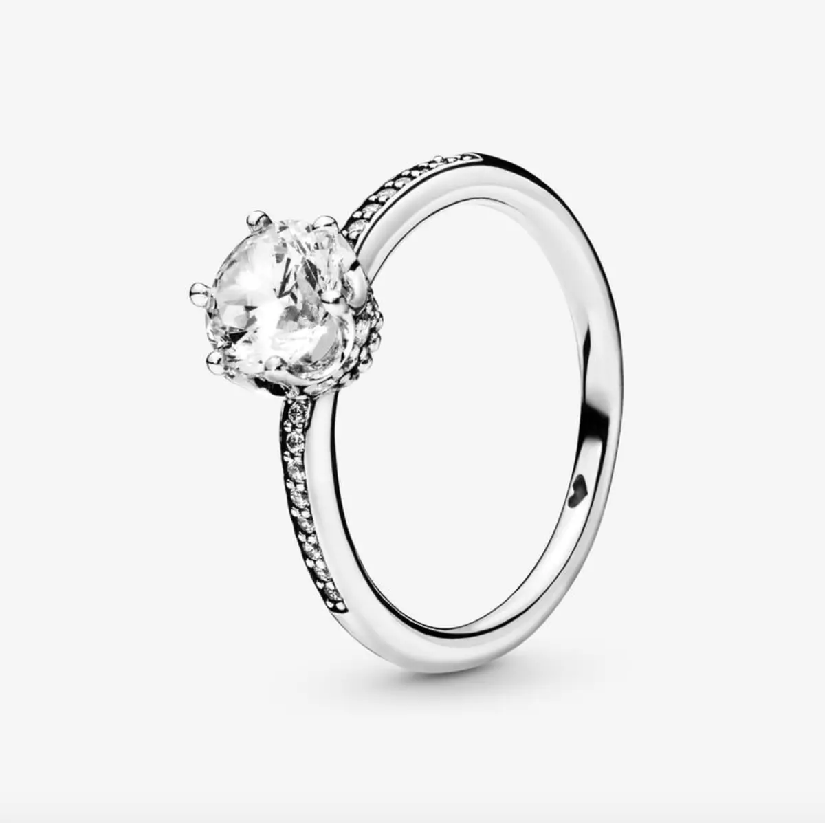Clear Sparkling Crown Solitaire Ring 1