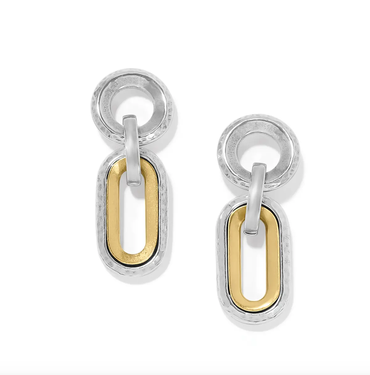 Medici Two Tone Link Post Drop Earrings 1