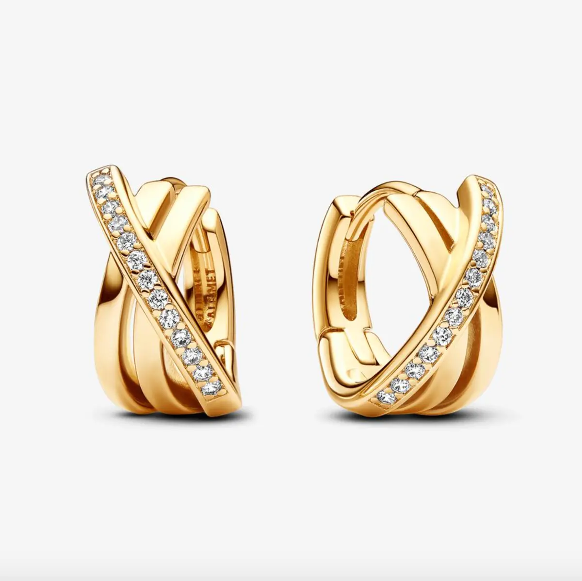 Crossover Pavé Hoop Earrings 1