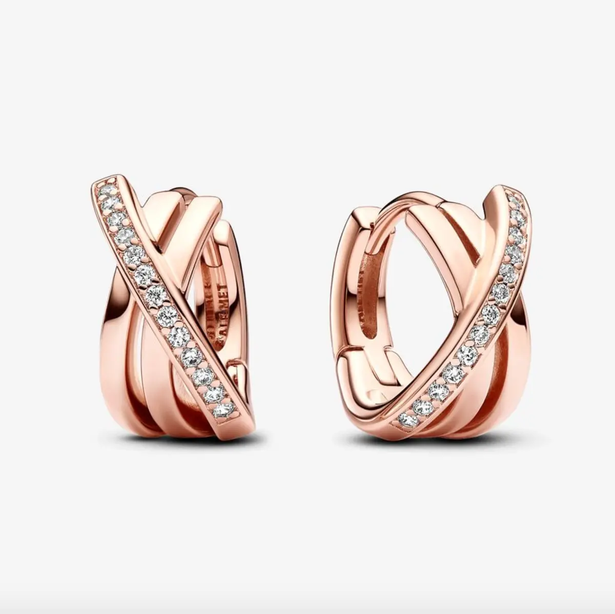 Crossover Pavé Hoop Earrings 1