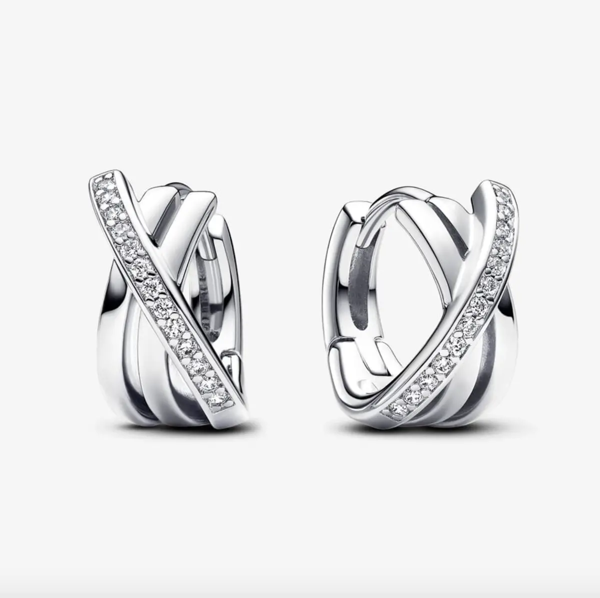 Crossover Pavé Hoop Earrings 1