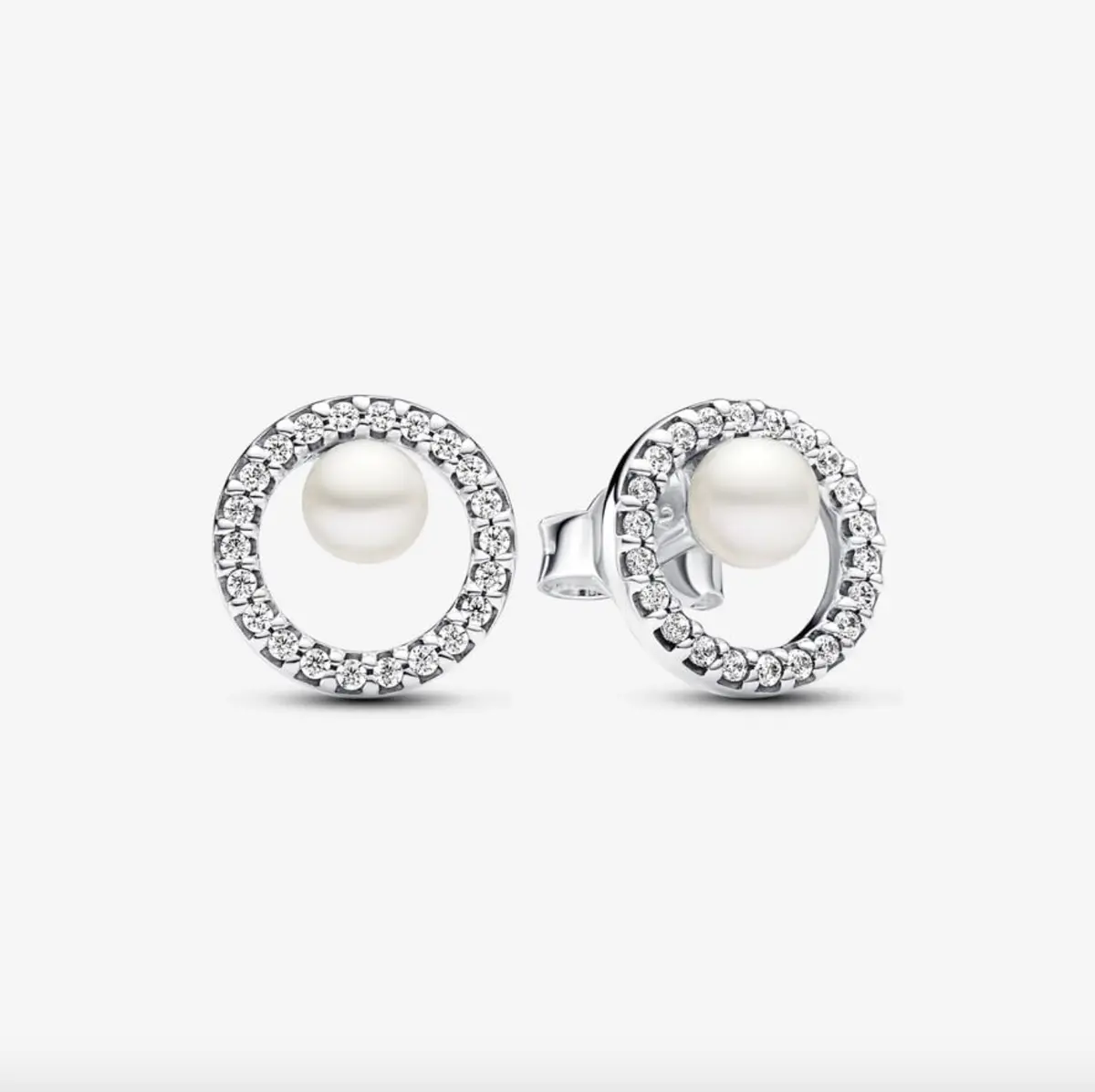 Treated Freshwater Cultured Pearl & Pavé Halo Stud Earrings 1