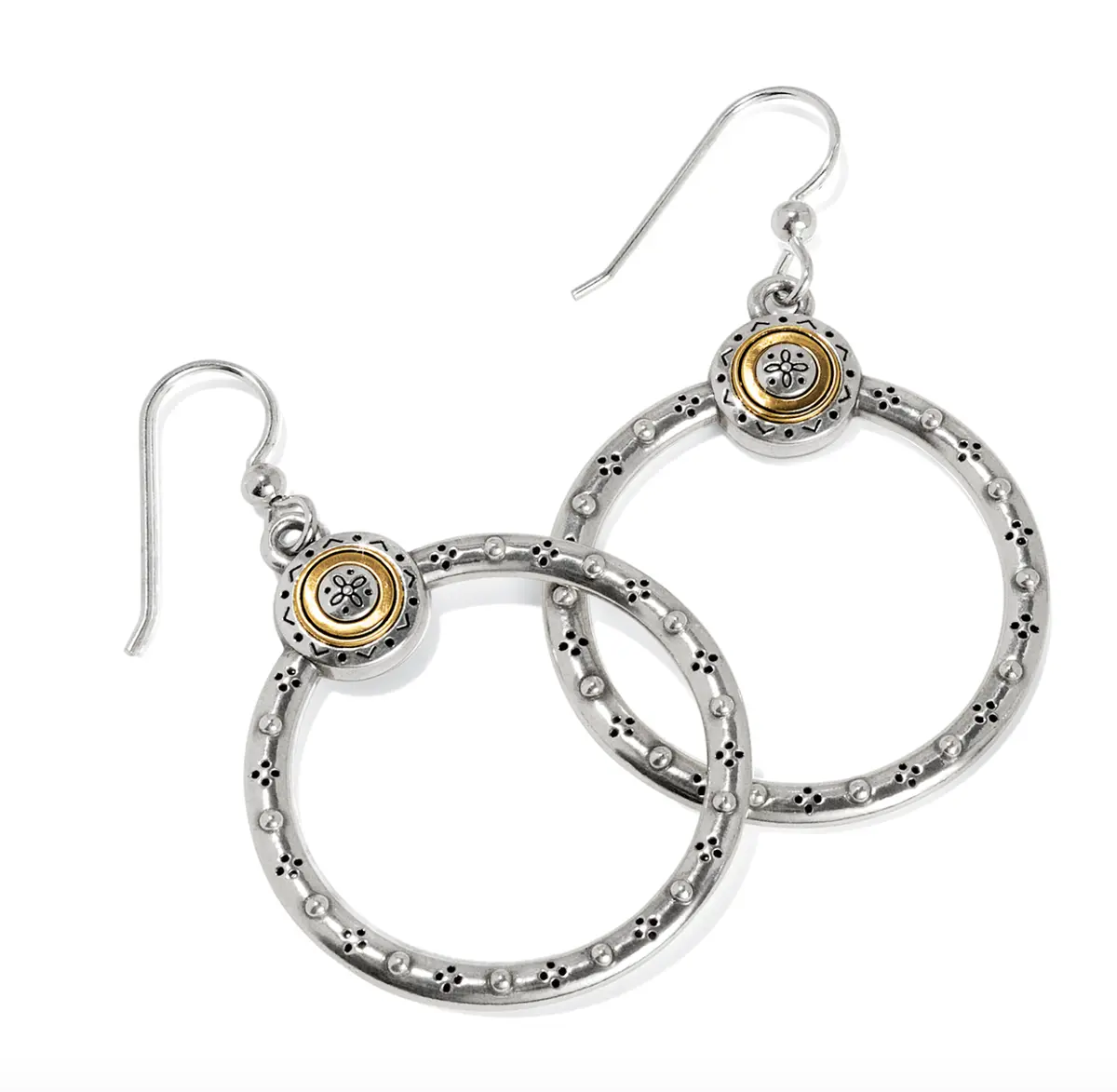 Mosaic Two Tone French Wire Hoop Earrings 1