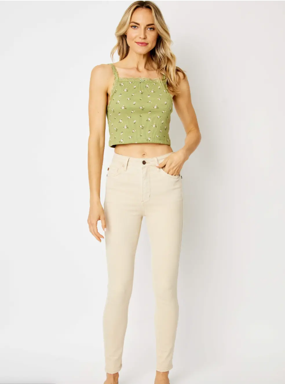 Tummy Control Skinny Jean | Bone 1