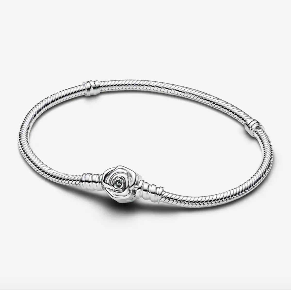 Pandora Moments Rose In Bloom Clasp Snake Chain Bracelet 1