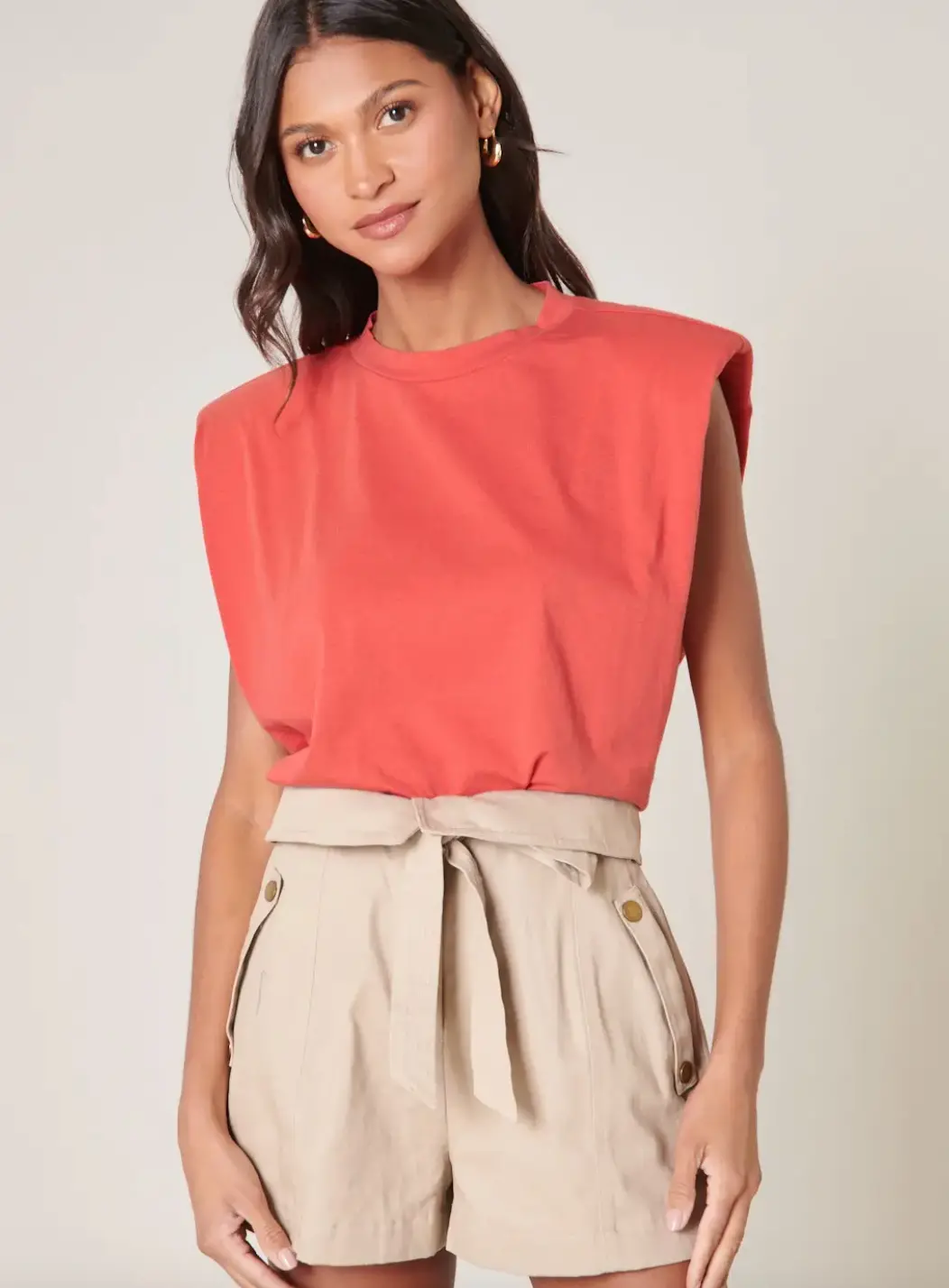 London Muscle Tee Knit Top | Brick 1