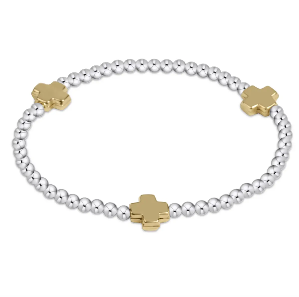 Signature Cross 3Mm Mixed Metal Bracelet - Gold 1