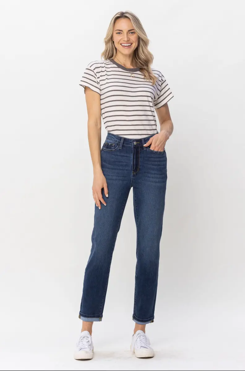 High-Waist Cuffed Boyfriend Jean 1