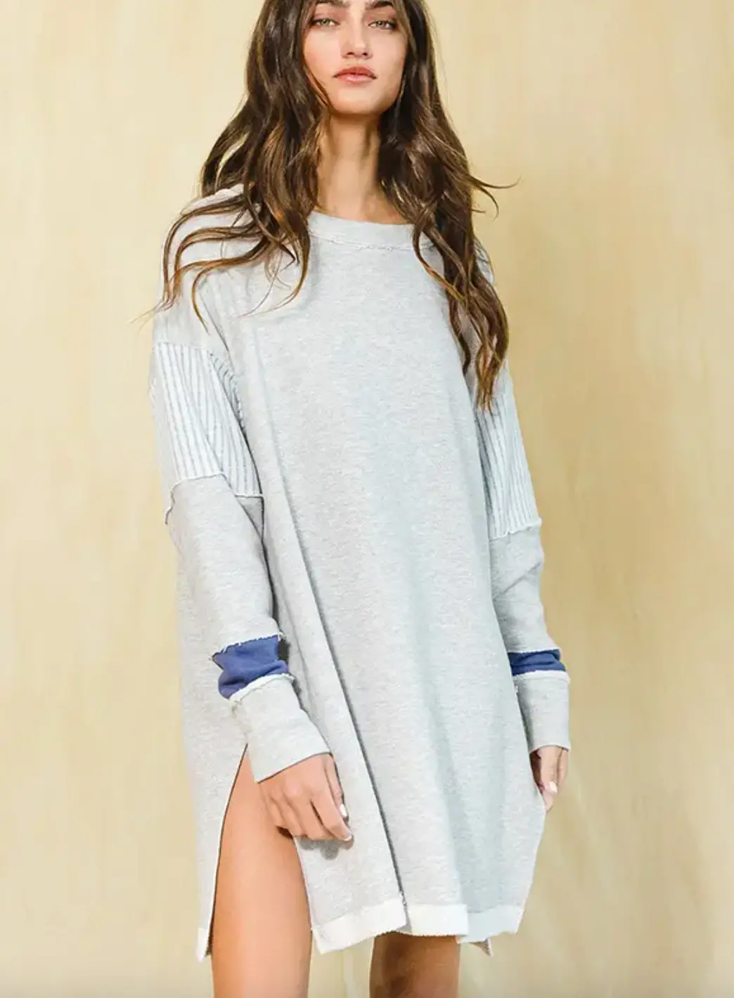 Color-Block French Terry Tunic Dress 1