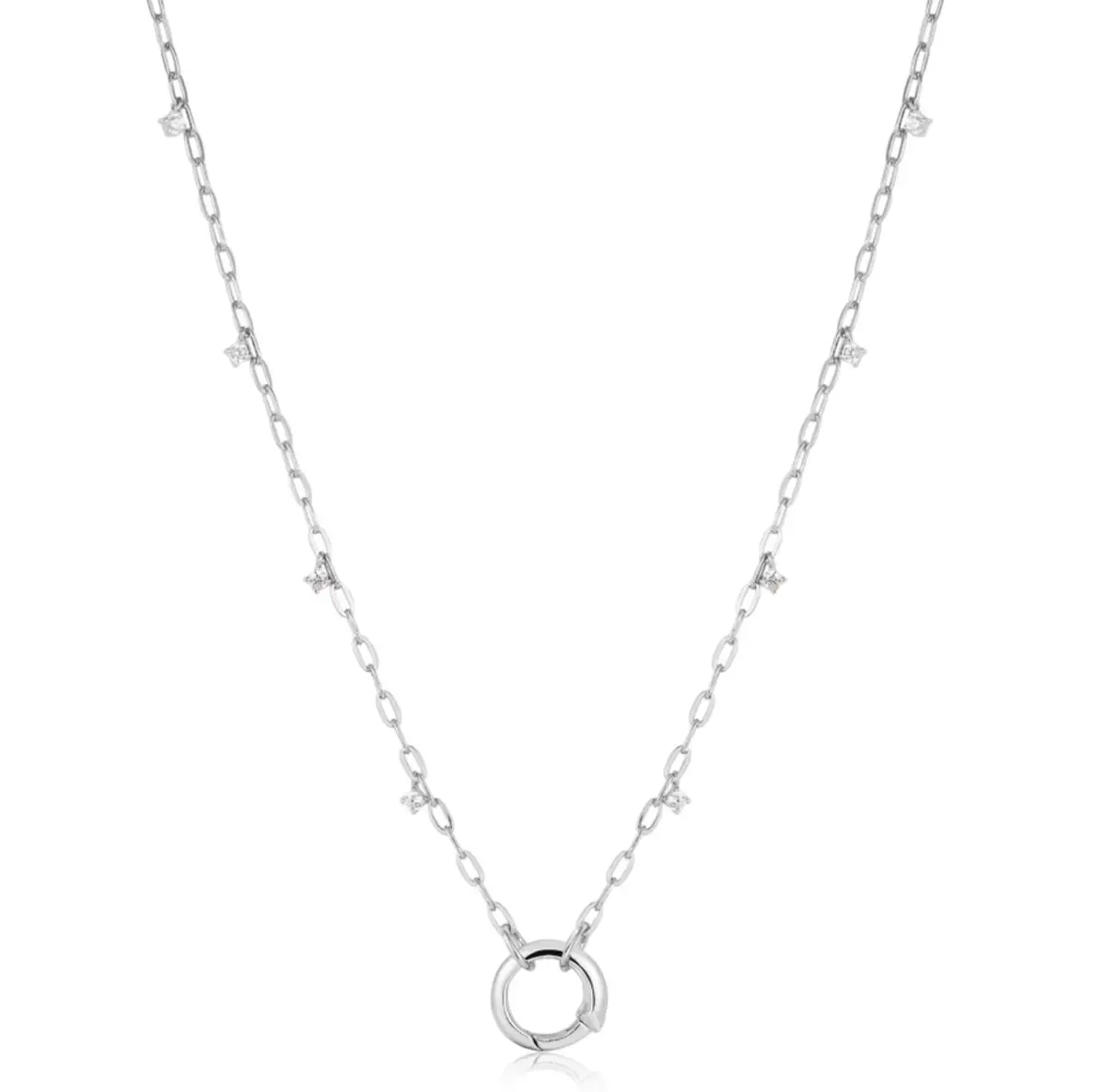 Silver Shimmer Chain Charm Connector Necklace 1