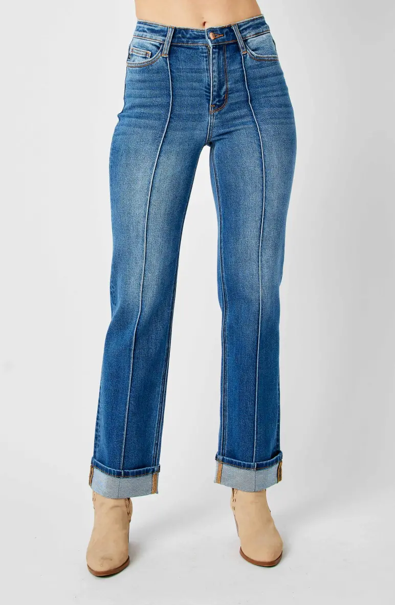 High-Waist Front Seam Detail Straight Jean 1