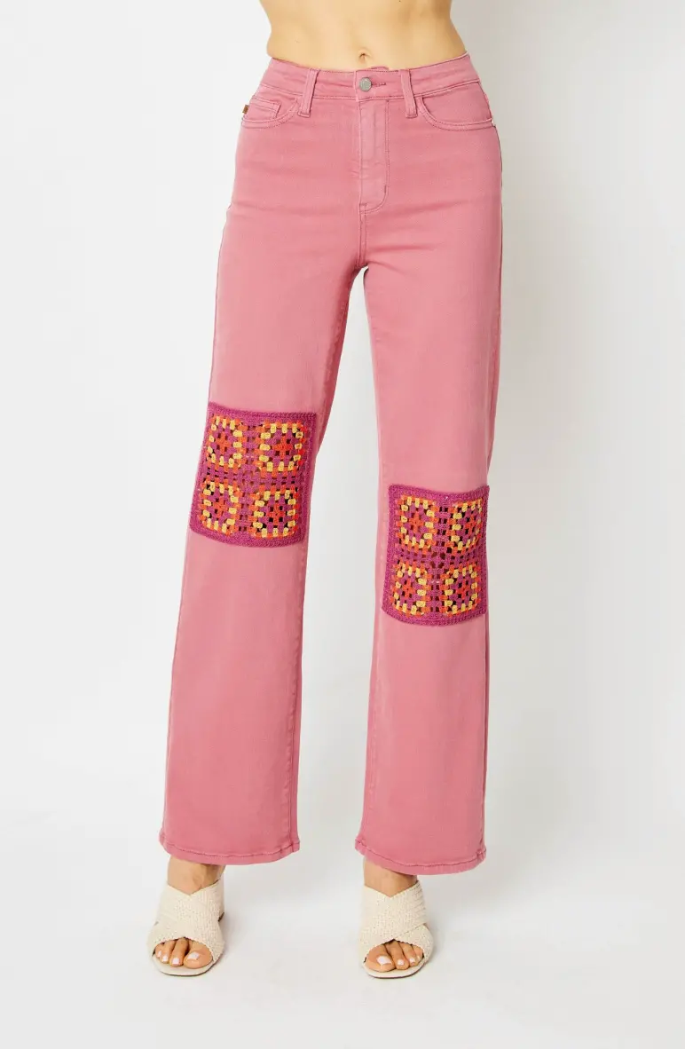High-Waist Crochet Wide Leg Jean 1