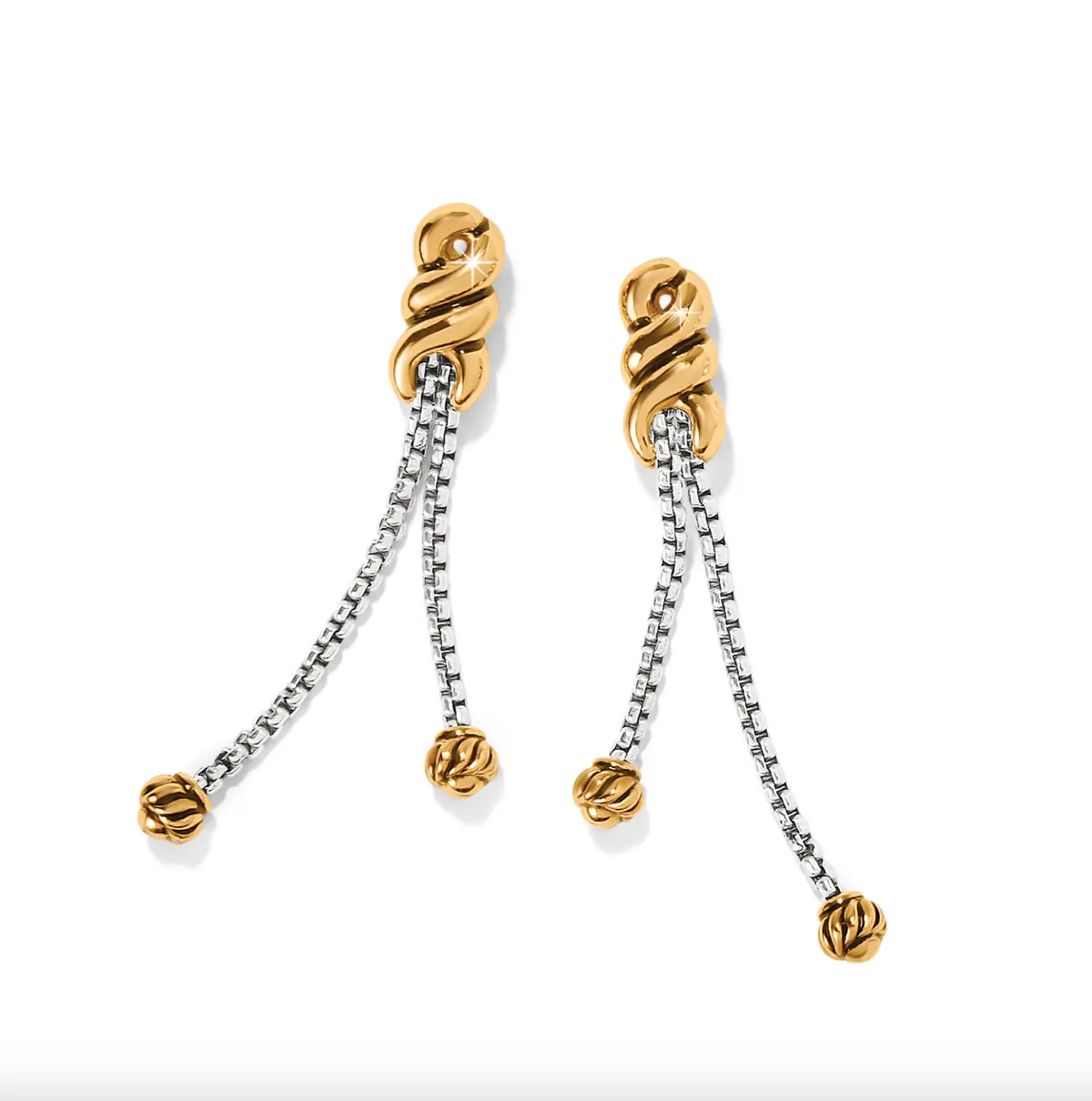 Interlok Twist Double Chain Post Drop Earrings 1