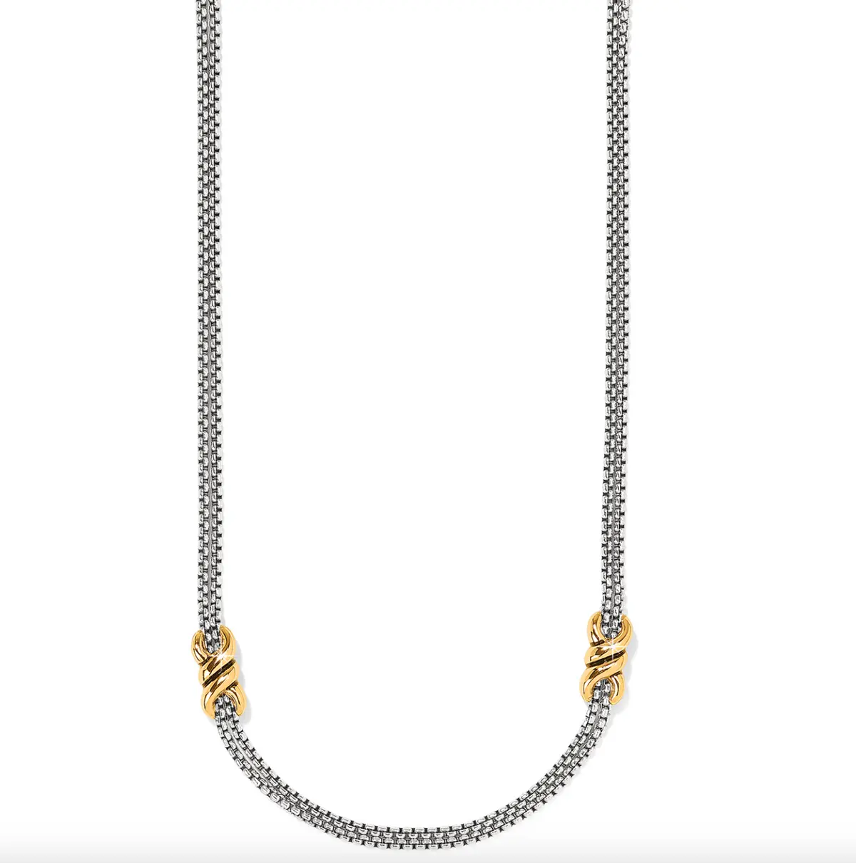 Interlok Twist Two Tone Double Chain Necklace 1