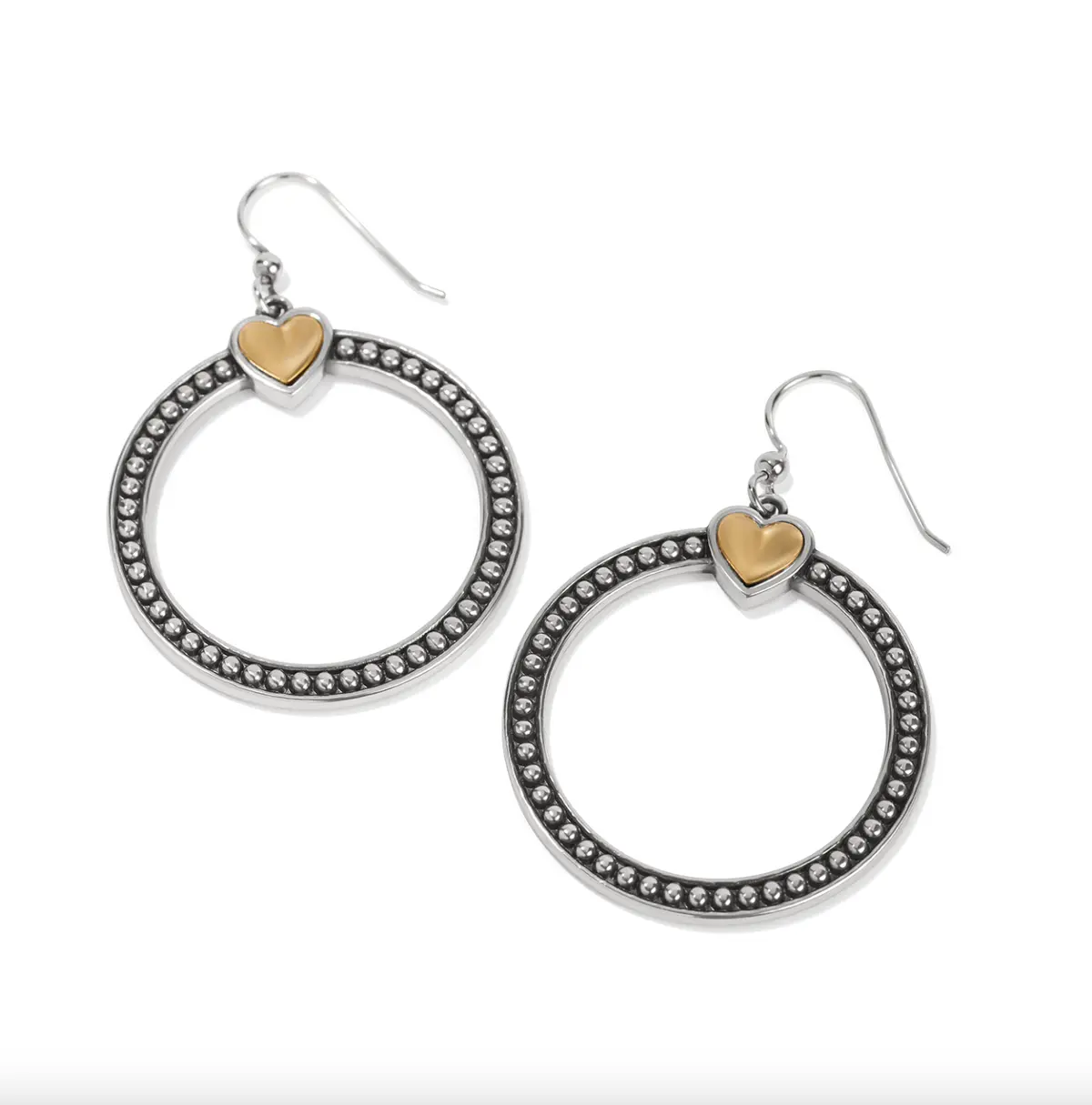 Pretty Tough Bold Heart Two Tone French Wire Earrings 1