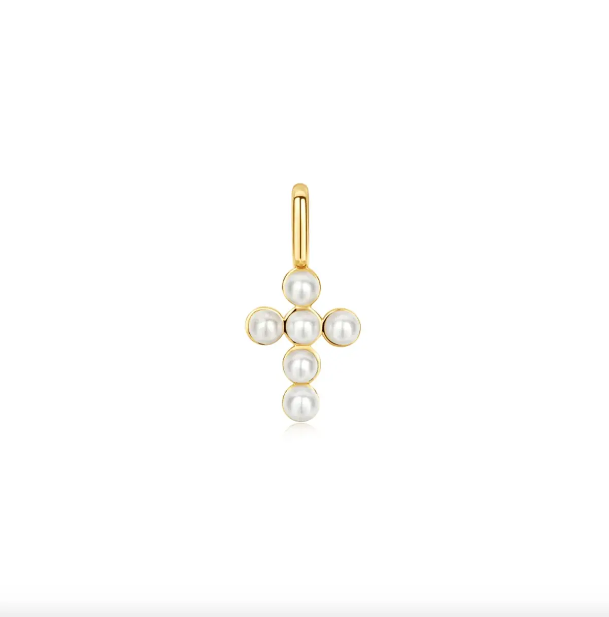 Shell Pearl Cross Charm 1