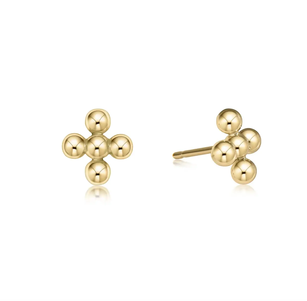 Signature Cross Beaded 4Mm Gold Stud 1