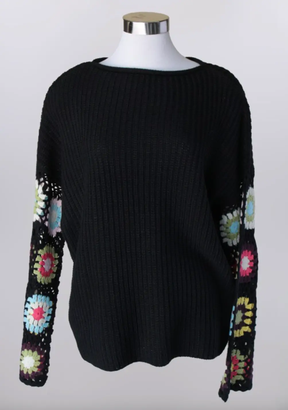Multi-Color Crochet Patchwork Sweater 1