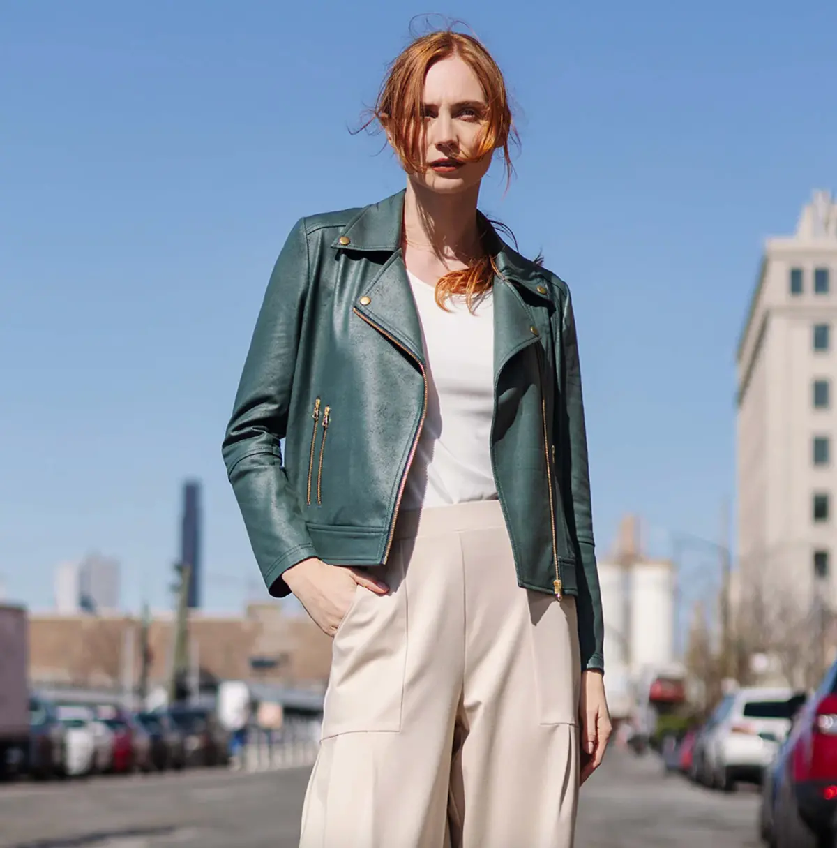 Liquid Leather™ Moto Zip Jacket - Hunter Green 1