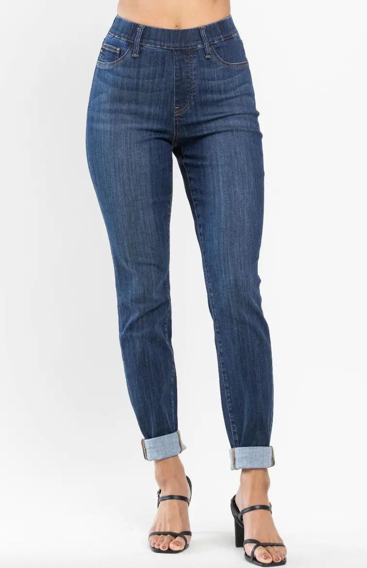 High-Waist Double Cuff Slim Jean 1