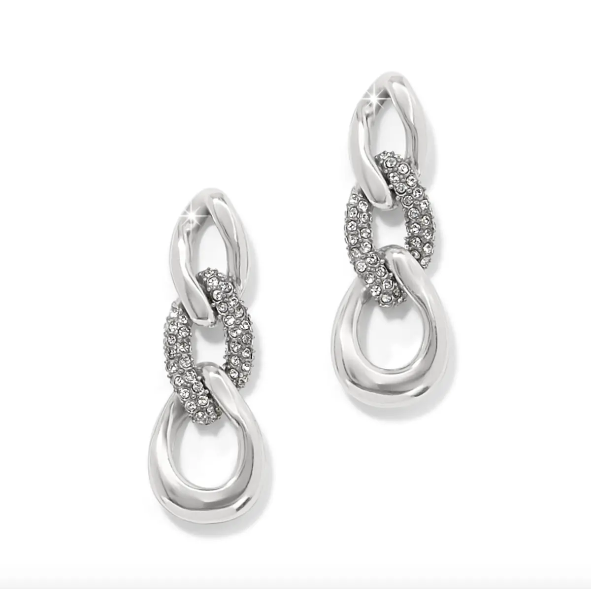 Cleo Pave Link Post Drop Earrings 1
