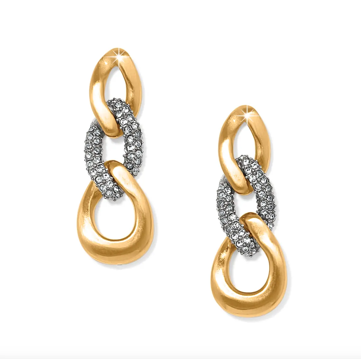 Cleo Pave Link Post Drop Earrings 1