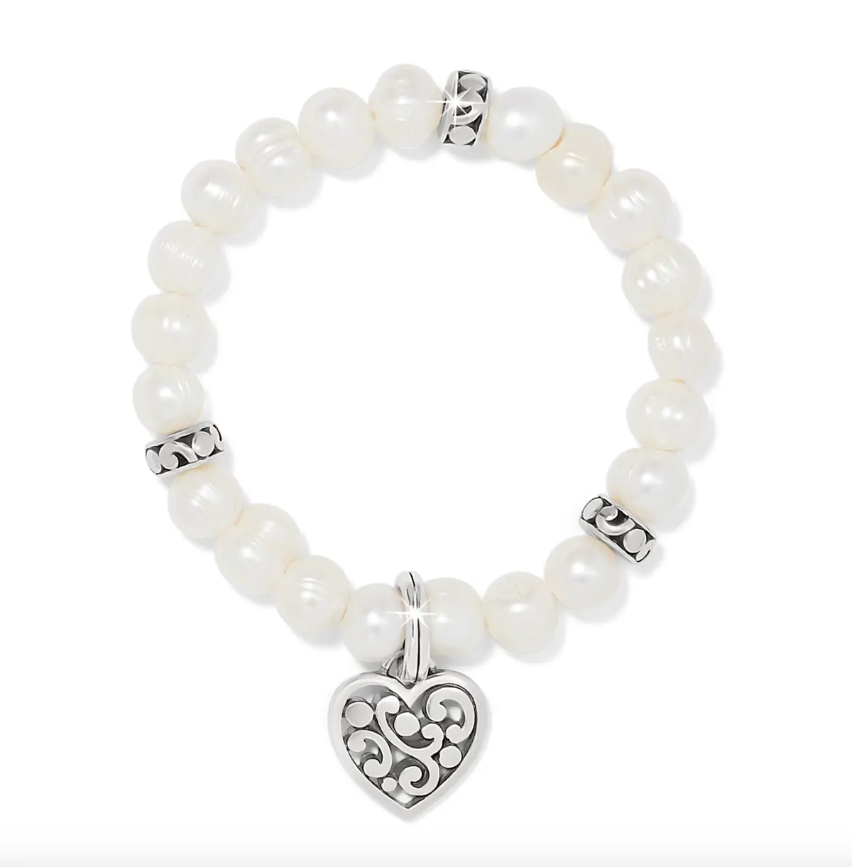 Contempo Heart Pearl Stretch Bracelet 1