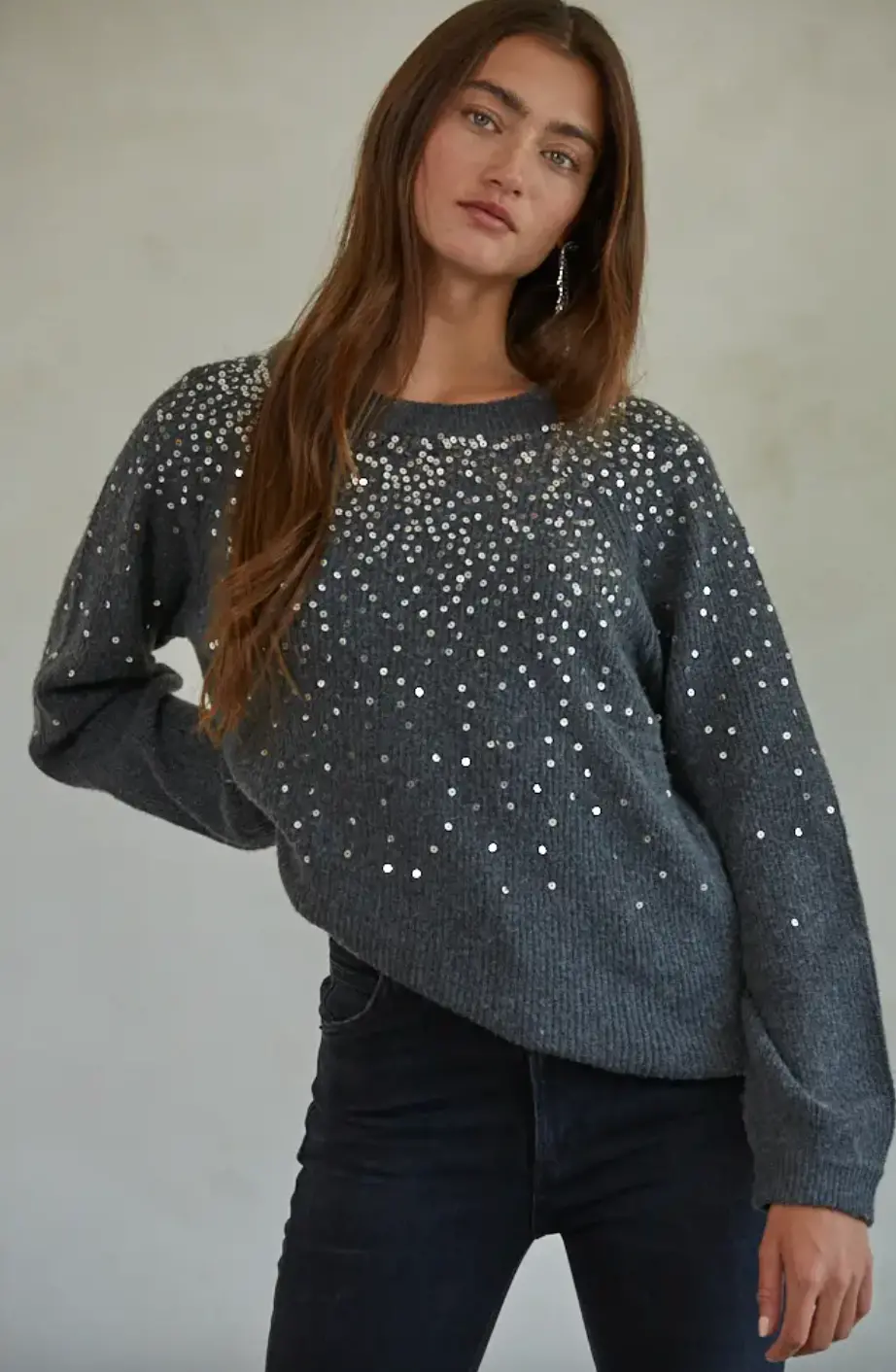 Sequin Detail Pullover Sweater 1