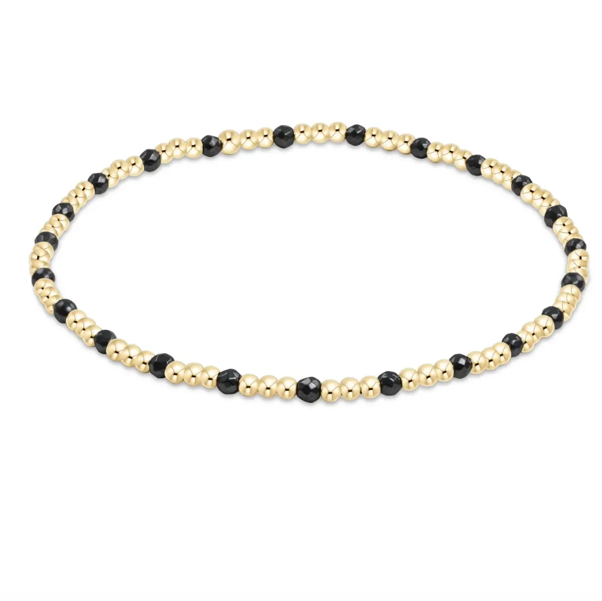 Gemstone Gold Sincerity Pattern 2Mm Bead Bracelet - Faceted Hematite 1