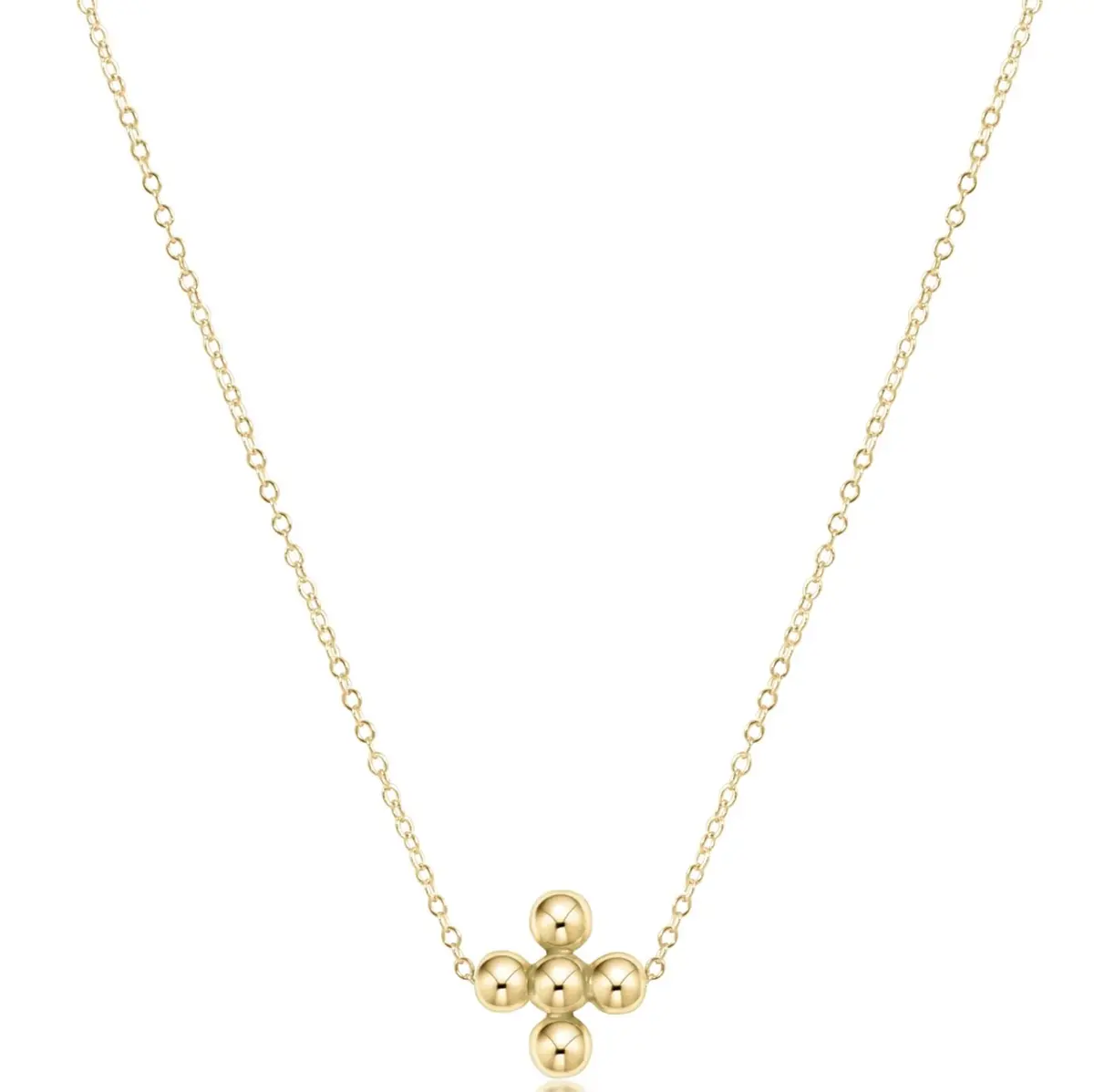 16" Necklace Gold - Signature Cross Beaded Gold 4Mm 1