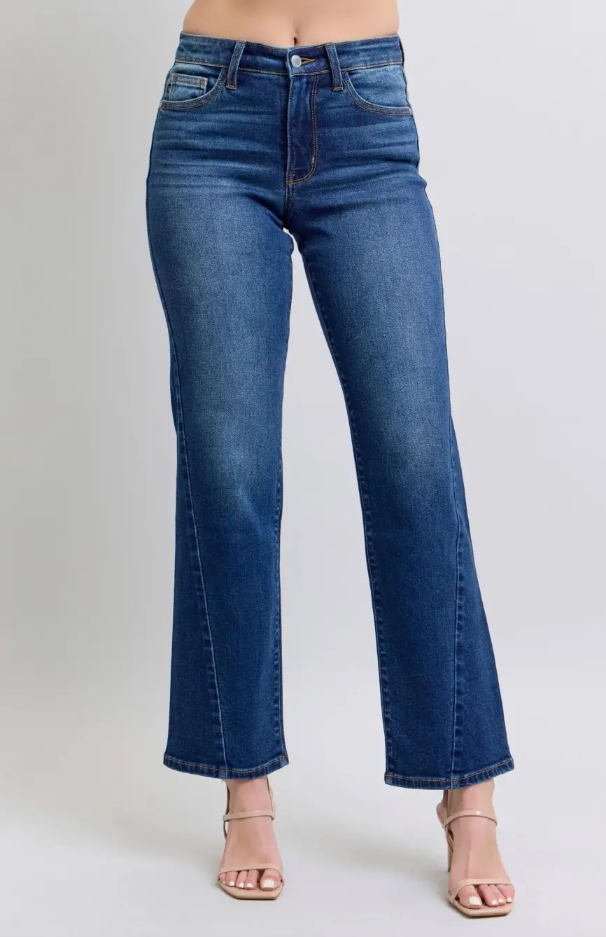 Mid-Rise Side Seam Detail Straight Jean 1