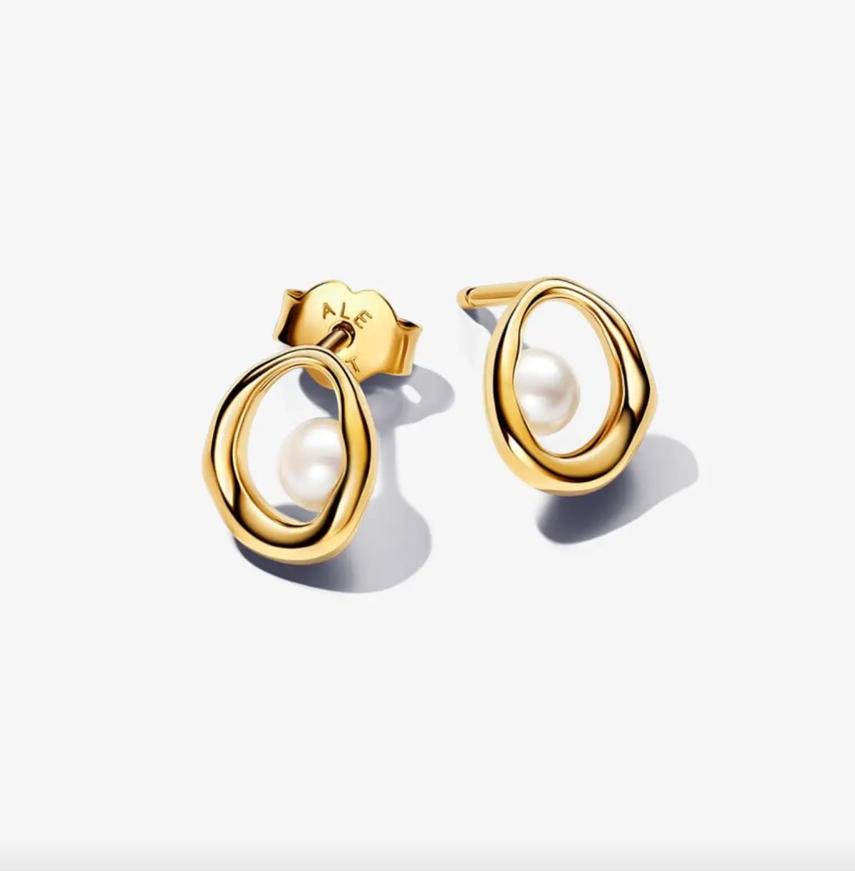 Organically Shaped Oval & Treated Freshwater Cultured Pearl Stud Earrings 1