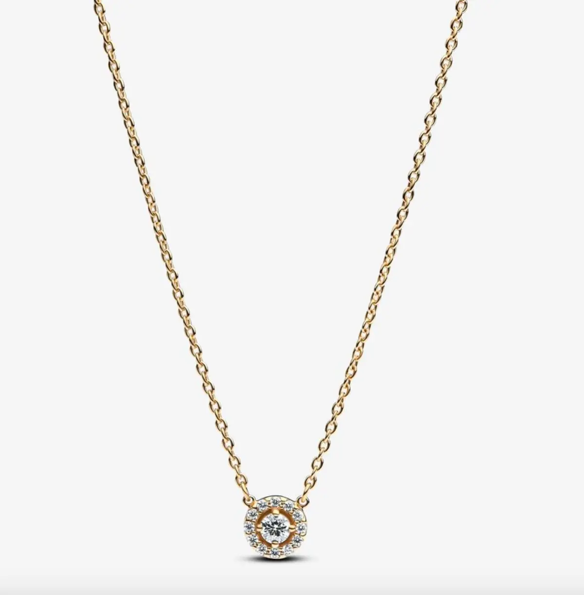 Round Pavé Halo Pendant Necklace 1